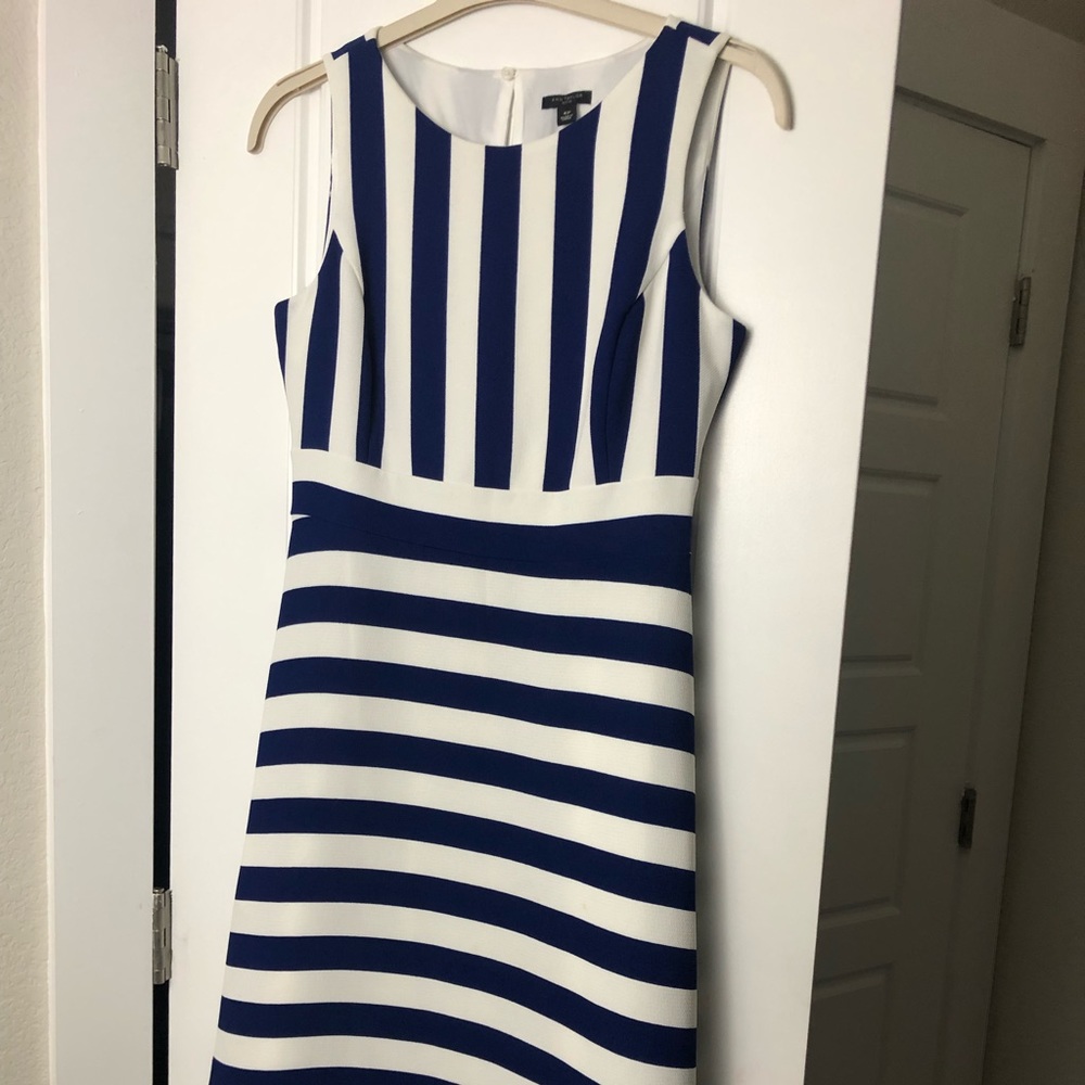 Ann Taylor Blue/White Striped Structured Sundress